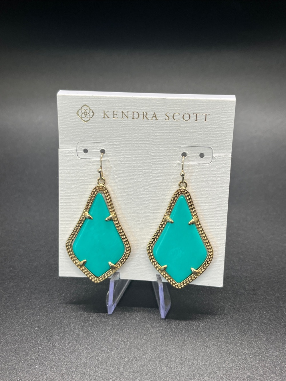 Kendra Scott Turquoise-Teal Gold Framed Drop Earrings